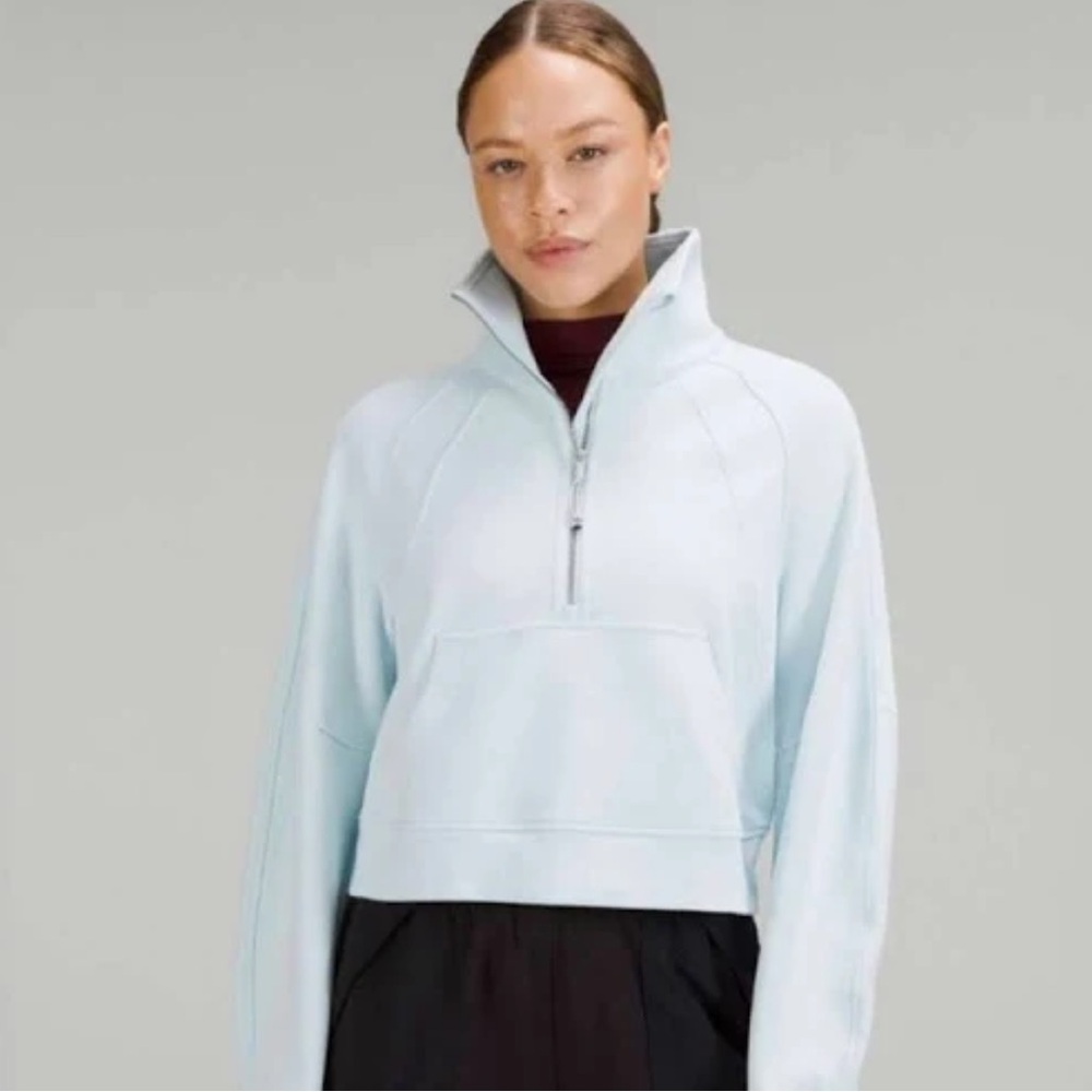 Lululemon Light Blue scuba half zip crop